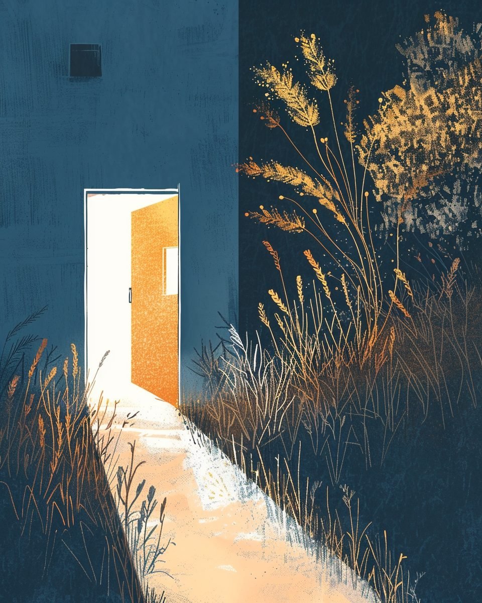 Illustration d'une entrée chaleureuse à la campagne